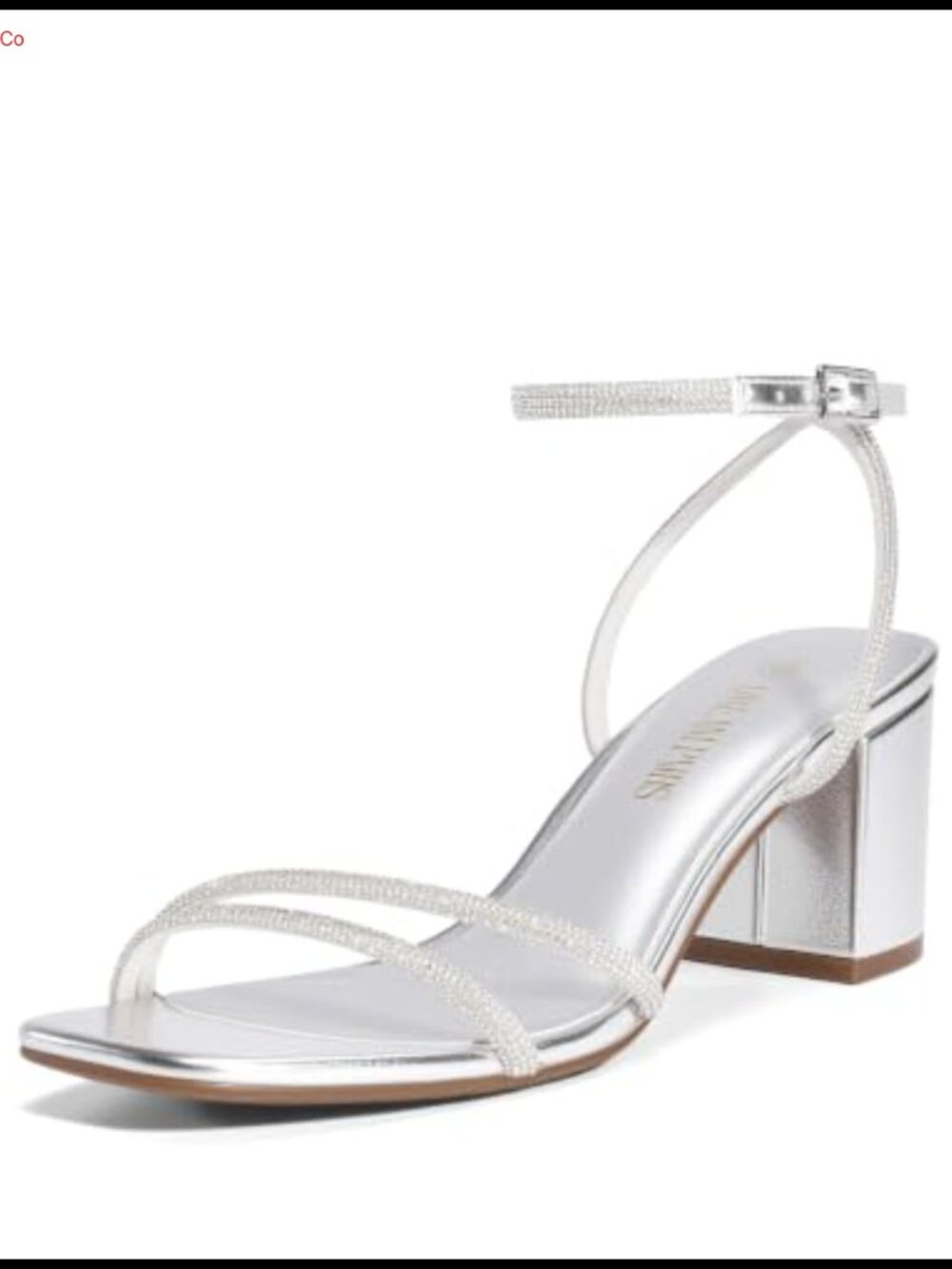 Women's Chunky Block Heel Sandals with Rhinestone Ankle Strap